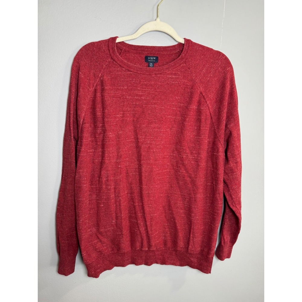 J Crew Men's Red Marled Knit Crewneck Sweater XL 100% Cotton Casual